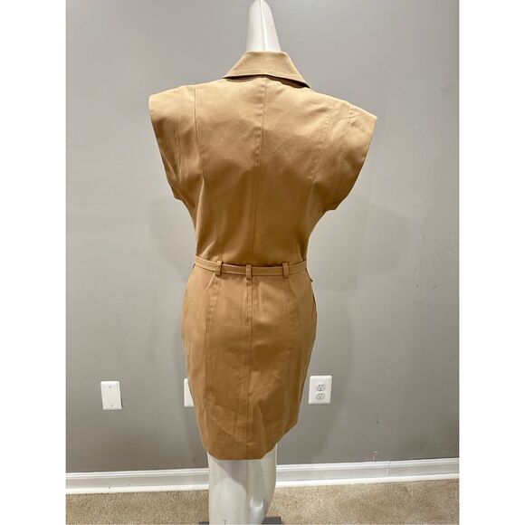 NWT Generation Love Biel Gabardine Belted Mini Dress Taupe Size 2 $385 - Picture 8 of 11